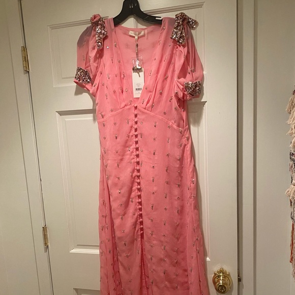 Loveshackfancy Delaney Dress Sequin Pink Midi - Picture 7 of 8